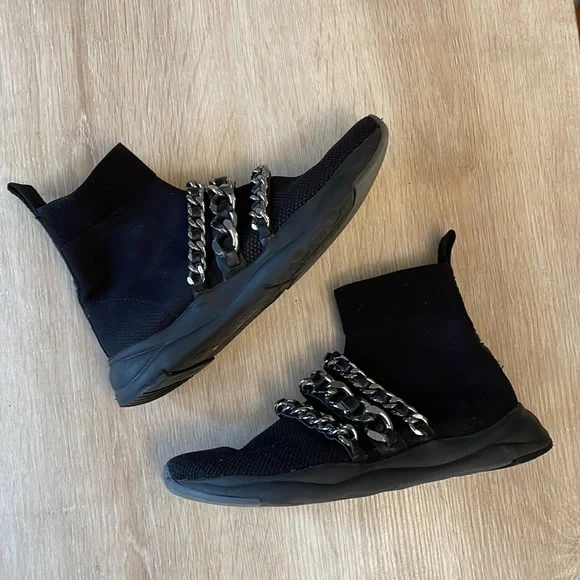 Balmain Socks Chain Link Sneakers In Black/Silver - 38 - Picture 5 of 9